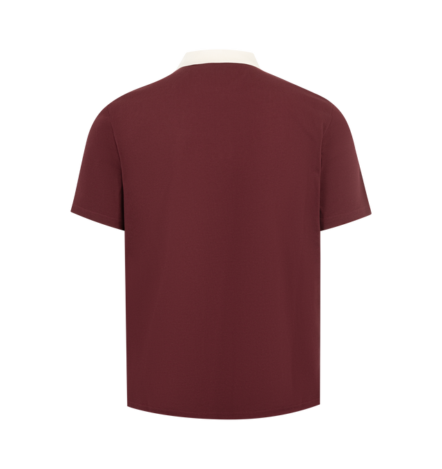 Image 2 of 3 - RED - MONCLER Embroidered Logo Cotton Piquet Polo Shirt featuring cotton piquet, polo collar, snap button closure, short sleeves and embroidered logo. 100% cotton. Made in Turkey.