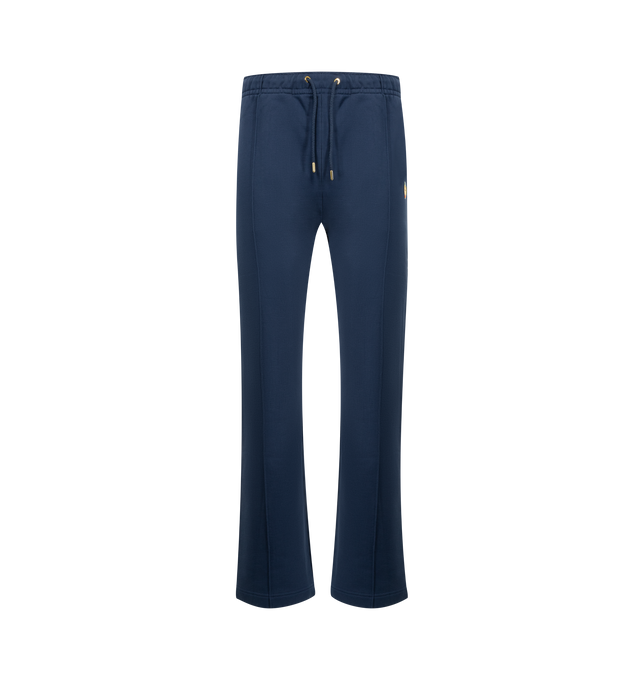 Image 1 of 3 - BLUE - CASABLANCA Loopback Patch Open Hem Jogger featuring a flared leg, open hem, signature CC patch, elasticated drawstring waistband, center seams, 2 side pockets and woven brand patch. 100% organic cotton. Made in Portugal.