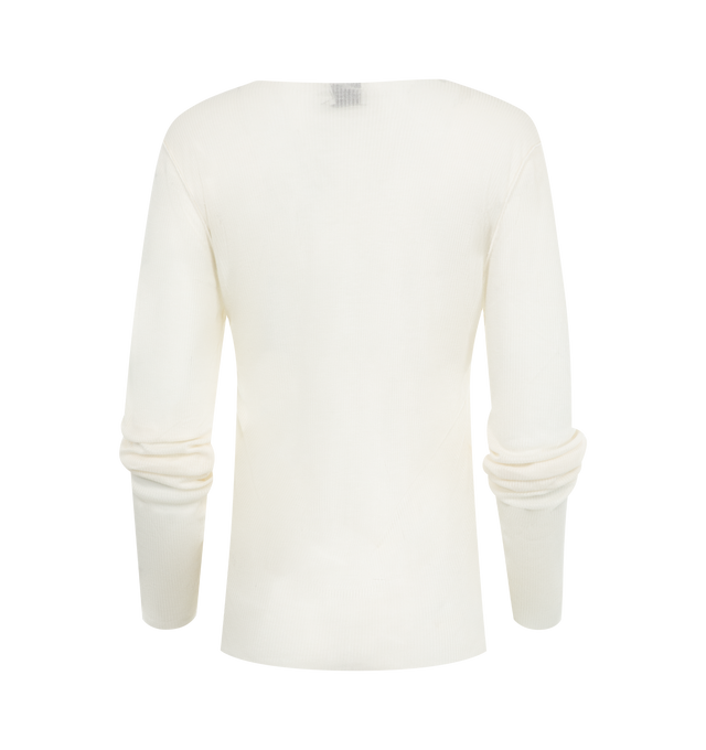 Image 2 of 2 - WHITE - Deiji Studios The Knit Long Sleeve has a crew neck, exposed seams, and a relaxed fit. 15% ecovero viscose with OEKO-TEX 100 certification, 85% recycled polyester.