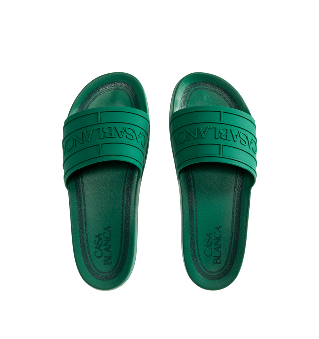 Image 4 of 4 - GREEN - CASABLANCA Logo Pool Slides featuring a slip on design, the house's signature Casablanca logo on its uppers, a sculpted footbed and a textured rubberised sole. 100% rubber. Made in Portugal.