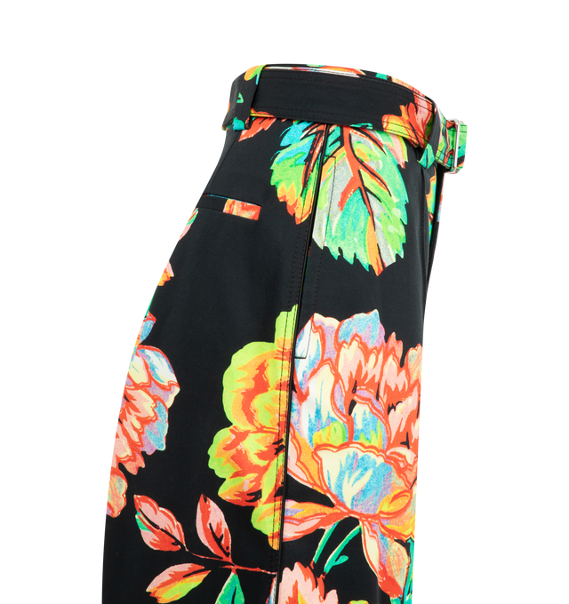Image 3 of 3 - MULTI - CHRISTOPHER JOHN ROGERS Floral Wide Leg Trouser featuring adjustable belt at waist, zip closure, flat front, wide leg and floral print throughout.