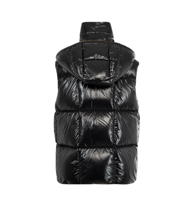 Image 3 of 3 - BLACK - MONCLER Luzule Hooded Down Vest featuring nylon laqu lining, down-filled, detachable hood, zipper and snap button closure, zipped pockets and logo. 100% polyamide/nylon. Padding: 90% down, 10% feather.