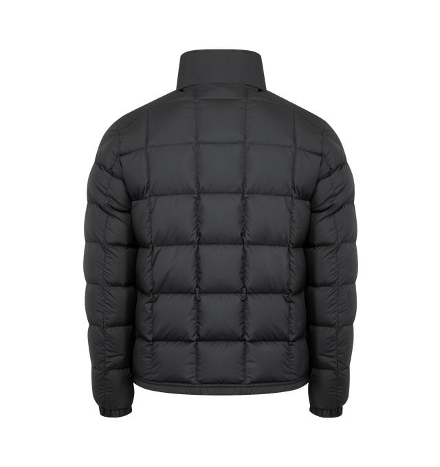 Image 2 of 3 - BLACK - MONCLER Eglise Square-Quilted Hooded Short Down Jacket featuring Airsoft lining, down-filled, zipper closure, zipped pockets, hem with drawstring fastening and leather logo patch. 100% polyester. Padding: 90% down, 10% feather. Made in Romania.