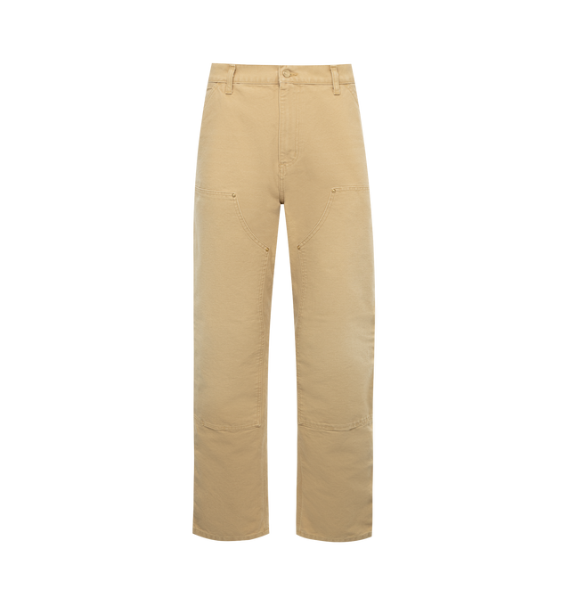 Image 1 of 3 - NEUTRAL - CARHARTT WIP Double Knee Carpenter Pants featuring double-layer knees, zip fly with button closure, front slant pockets, tool pocket, back patch pockets and hammer loop. 