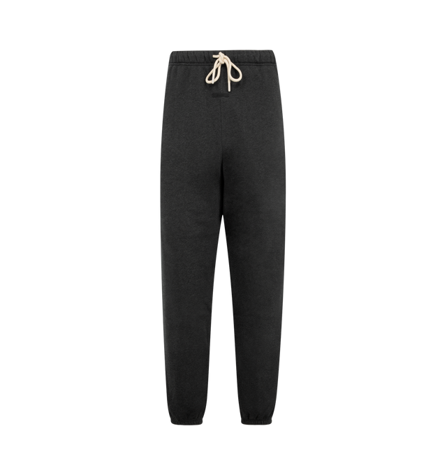 Image 1 of 3 - GREY - Fear of God Essentials Mens Classic Sweatpants are crafted from heavyweight 380 GSM cotton-blend core fleece. Feature a classic relaxed fit with tapered legs, elasticized waistband with bungee drawcord, side-seam pockets, elastic ankle cuffs, puff-printed Fear of God and Essentials branding, and an Essentials logo label. Main Material: 80% Cotton, 20% Polyester.