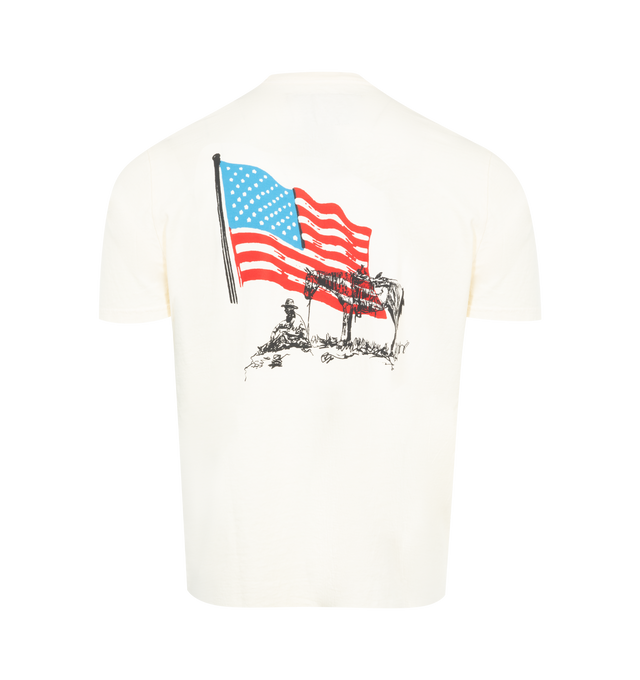 Image 2 of 2 - WHITE - ONE OF THESE DAYS American Flag Cowboy Tee featuring crewneck, short sleeves and vintage wash finish. 100% cotton. 