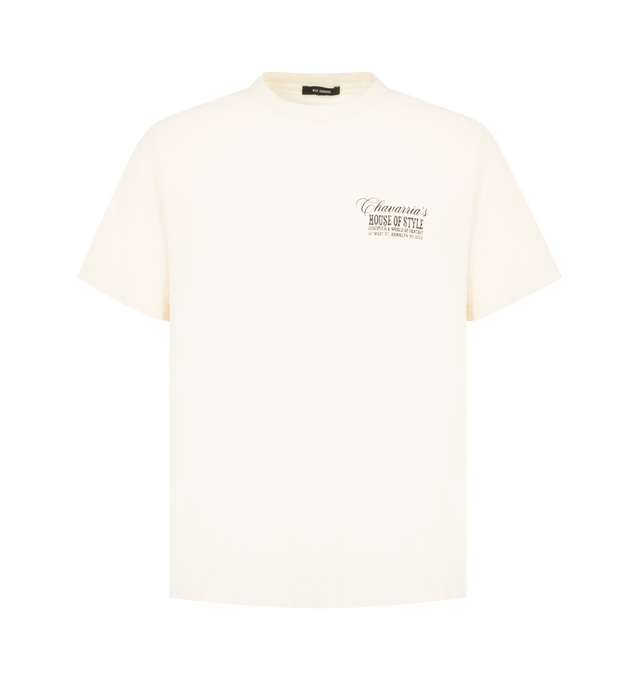 Image 1 of 2 - WHITE - WILLY CHAVARRIA House Of Style Easy Tee featuring chest and back graphic logo detail, crew neck, short sleeves and lightweight jersey fabric. 100% cotton. Made in USA.