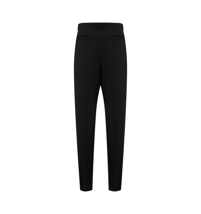 Image 2 of 3 - BLACK - THE ROW Treve Pant featuring high-rise tailored trouser with tapered hem, button zip closure, front pleats, side slit pockets and back welt pockets. Made in Italy.