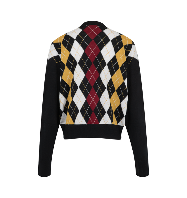 Image 2 of 2 - MULTI - Khaite Women's Argyle Pullover is crafted from a fine virgin wool and features a delicately scaled argyle pattern, a relaxed fit, and a drop-shoulder silhouette. Designed with ribbed trim at the crew neckline, cuffs, and hem, this finely knit sweater offers a smooth, refined finish and effortless everyday wear. Main Main Material: Virgin Wool.