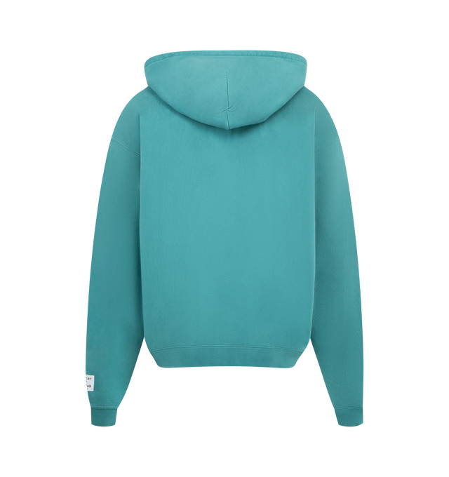 Image 2 of 3 - GREEN - GALLERY DEPT. 90's Full Zip Hoodie featuring concealed zip fastening at front, relaxed fit, hood, long sleeves, brand patch at sleeve, brand print, kangaroo pocket at front and ribbed trims. 100% cotton. Made in USA.