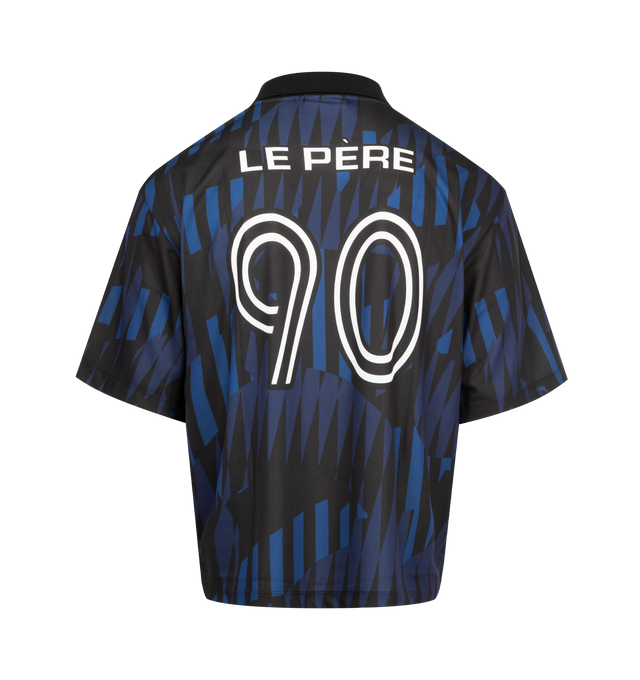 Image 2 of 2 - BLUE - LE PEREFC Amado Keeper Football Jersey featuring premium Spanish jersey fabric, a custom le PRE club crest on the front, numbers on the back, print throughout, short sleeves and collar. 100% PES. Made in Portugal.