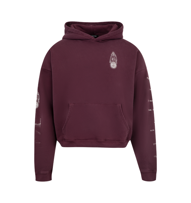 Image 1 of 4 - RED - ENFANTS RICHES DEPRIMES Remember When Hoodie featuring a long-sleeve pullover crafted from heavyweight brushed French terry, a boxy, drop-shoulder fit with a double-layer hood, rib knit cuffs and waistband, and printed artwork at the front, back, and sleeves. 100% cotton.