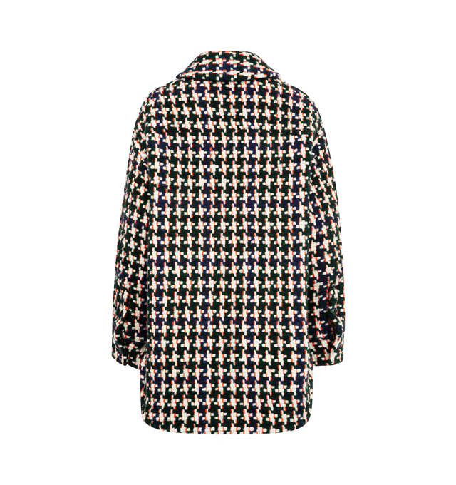 Image 2 of 3 - MULTI - LOEWE Overshirt in medium-weight wool tweed featuring an houndstooth pattern, an inside padded construction, relaxed fit, long length, classic collar, button front fastening, buttoned cuffs and anagram embossed leather patch pocket placed on the chest. Wool/polyester. Made in Italy.