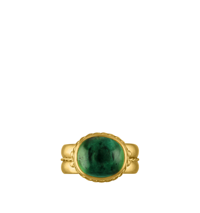 Image 2 of 3 - GOLD - PROUNIS Green Tourmaline Nauta Ring featuring Green Tourmaline and 22K gold. 9mm wide. Hirshleifers offers a range of pieces from this collection in-store. For personal consultation and detailed information about jewelry, please contact our dedicated stylist team at personalshopping@hirshleifers.com. This item may be restricted for online purchase to international clients. For assistance purchasing this item please contact our dedicated stylist team at personalshopping@hirshleifers.com