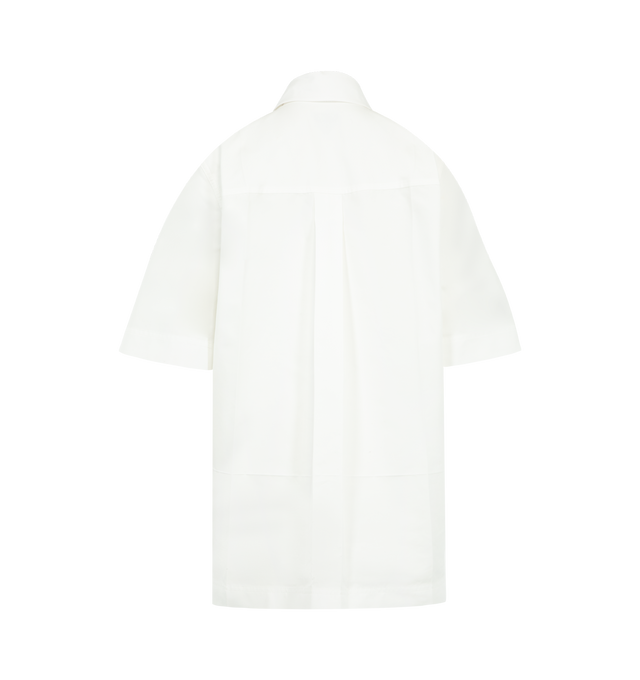 Image 2 of 3 - WHITE - BOTTEGA VENETA Compact Cotton Toile Shirt featuring detachable cotton throat latch, short sleeves, button closure and relaxed fit. 100% cotton. Made in Italy.