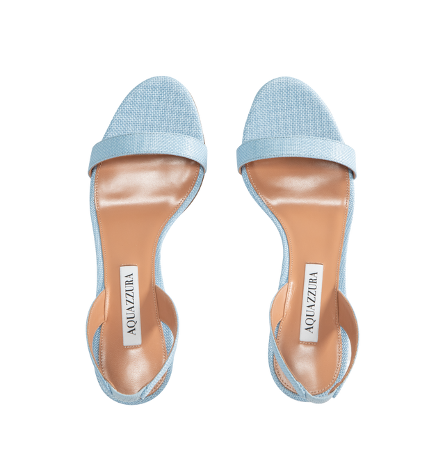 Image 4 of 4 - BLUE - AQUAZZURA So Nude 85 Sandals featuring covered stiletto mid heel, slingback strap, leather lining, leather insole and leather sole with embossed Pineapple logo. 85 mm. Made in Italy.