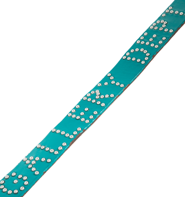 Image 3 of 3 - BLUE - GALLERY DEPT. Painted Studded Belt featuring distinctive peanut-shaped pattern, meticulously hand-placed studs, 'GALLERY DEPT.' studs across the length and hand-painted. With use, the paint will naturally chip and wear away. 100% leather. Made in USA.