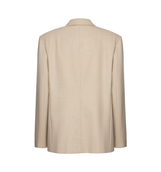 Image 2 of 2 - NEUTRAL - MAGDA BUTRYM Wool Crossover Blazer featuring oversized wool blazer with a modern crossover, buttonless fit and classic lapels. 100% wool. Lining: 100% silk.