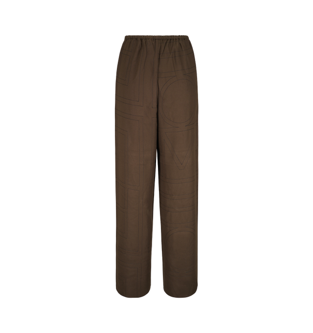 Image 2 of 3 - BROWN - TOTEME Monogram Flannel PJ Bottoms featuring lightweight modal flannel embroidered with a fine monogram pattern, relaxed, straight-leg silhouette, elasticated waistband, side pockets. 100% Lenzing TENCEL modal.