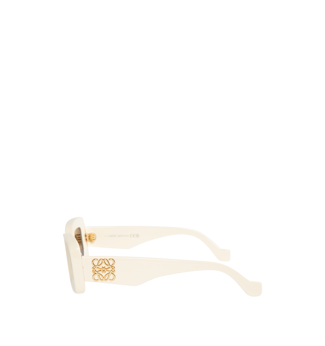 Image 2 of 3 - WHITE - LOEWE Chunky Anagram 46mm Rectangular Sunglasses featuring logo at the temples of rectangular sunglasses equipped with full-coverage UV protection. 100% acetate. Made in Italy. 