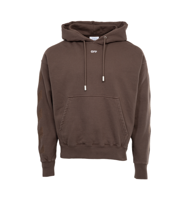 Image 1 of 4 - BROWN - OFF-WHITE CORNELY DIAGS SKATE HOODIE is printed with the brand's logo in small text on the front, has a kangaroo pocket with a hood and is cut from soft cotton-jersey for a loose fit. 100% cotton. 