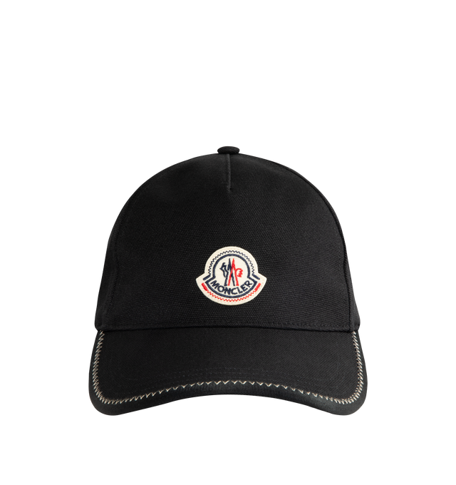 Image 1 of 2 - BLACK - MONCLER Baseball Cap featuring cotton gabardine, cotton canvas lining, adjustable back strap, embroidered logo and logo patch. 100% cotton.