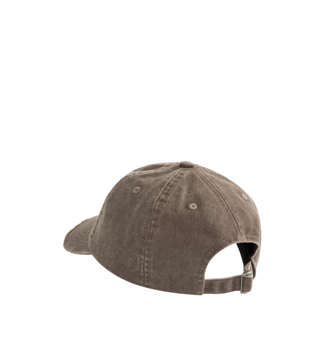 Image 2 of 2 - BROWN - PLEASURES Bubble Rip Cap featuring embroidered detailing, ripped brim, adjustable strap, top button and curved peak.