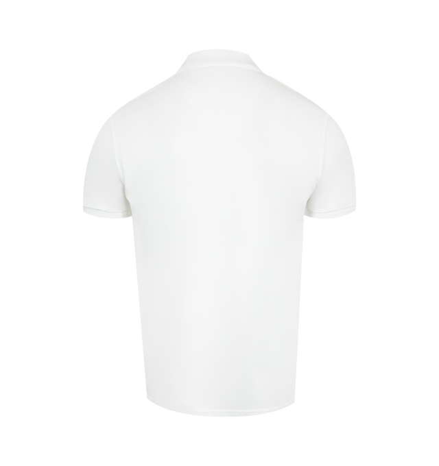 Image 2 of 2 - WHITE - MONCLER Polo Shirt featuring cotton piquet, collar, mother-of-pearl buttons, short sleeves and logo patch. 100% cotton.