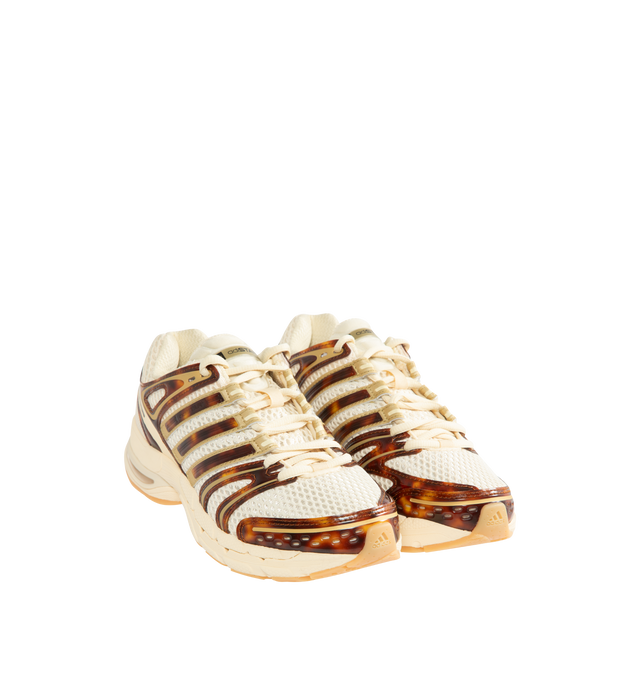 Image 2 of 5 - NEUTRAL - Adidas Womens Adistat Control 5 Sneakers feature a mesh textile and tortoise shell rubber synthetic upper. Designed with a regular fit, lace-up closure, textile sockliner, matte metallic overlays, ADIPRENE+ cushioning, FORMOTION technology, signature adidas branding, and Adiwear rubber outsole. Upper: Textile and Synthetic; Sockliner: Textile; Outsole: Adiwear Rubber. Made in Vietnam.
