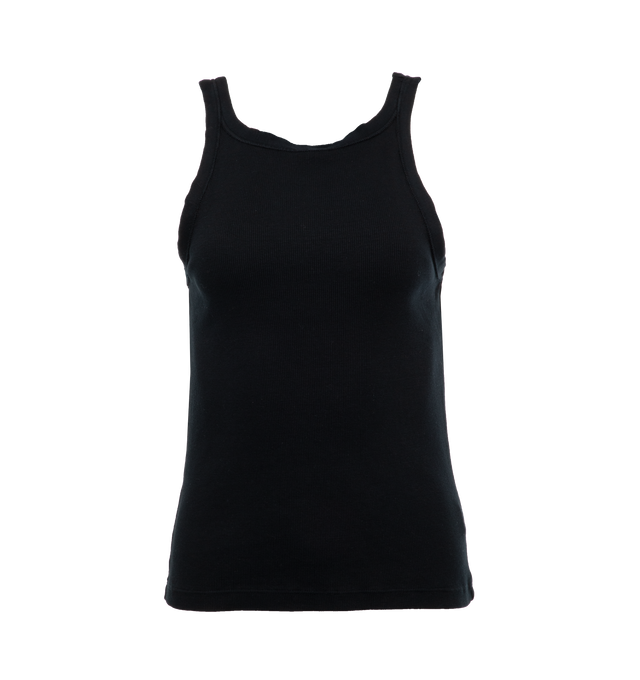 Image 1 of 3 - NAVY - NILI LOTAN Jennifer Ribbed Tank featuring slim fit, lightweight cotton-jersey and a ribbed finish. 100% cotton. 