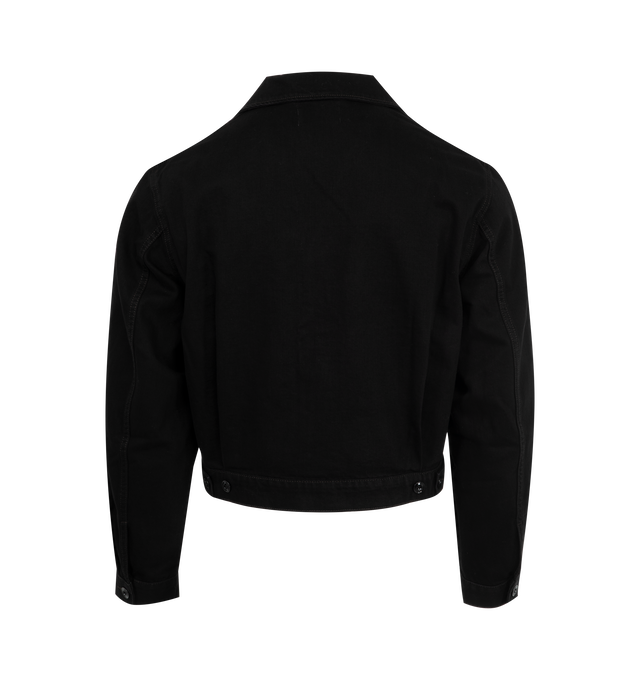 Image 2 of 2 - BLACK - LEMAIRE Trucker Jacket featuring boxy fit, workwear collar, denim stitching, side-seam pockets and metal buttons. 100% cotton. Made in Morocco.