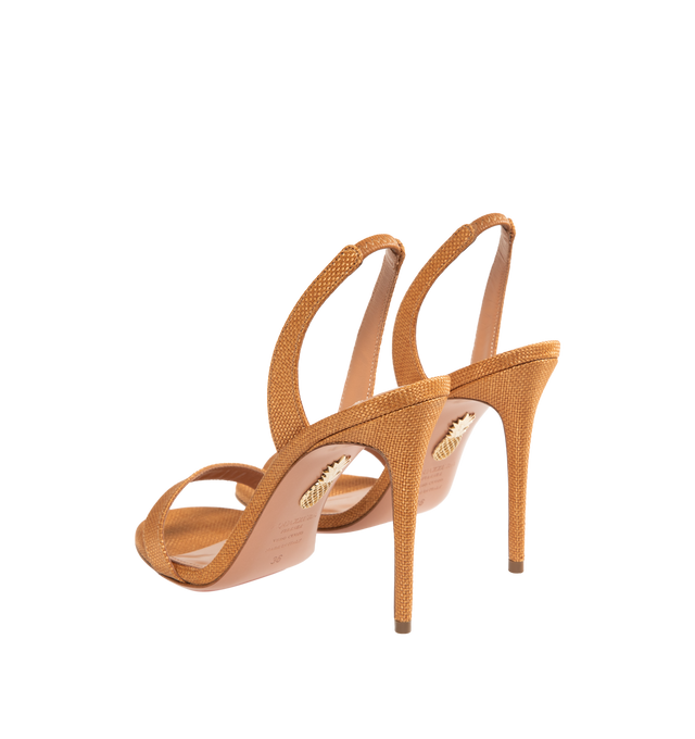 Image 3 of 4 - BROWN - AQUAZZURA So Nude Sandal 105 featuring two strap style, covered stiletto heel, leather lining, leather insole with 'Aquazzura Firenze' stamped in gold and leather sole with embossed Pineapple logo. 105 mm heel. Nappa leather. Made in Italy.