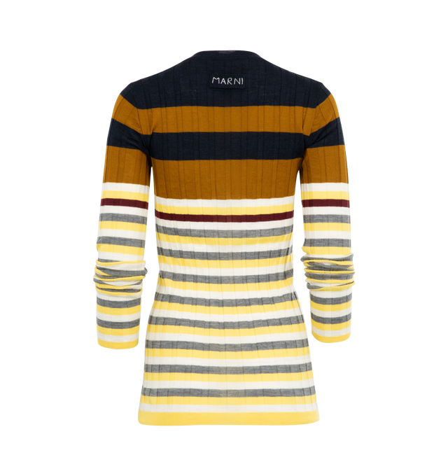Image 2 of 2 - MULTI - MARNI Roundneck Sweater featuring long sleeves, crew neck, fitted silhouette and stripes throughout. 100% virgin wool.