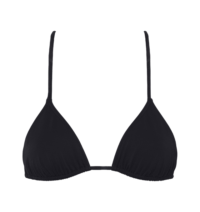 Image 3 of 8 - BLACK - ERES Mouna Sliding Triangle Bikini Top featuring spaghetti straps. 84% Polyamid, 16% Spandex. Made in France. 