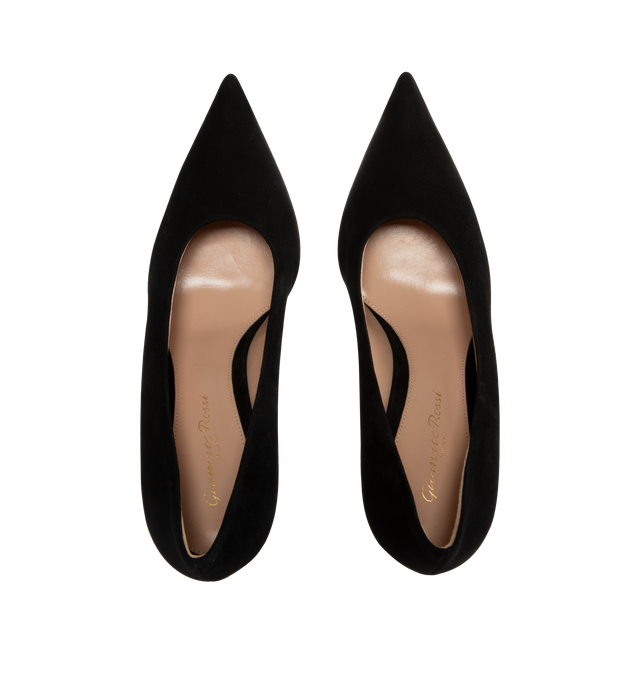 Image 4 of 4 - BLACK - GIANVITO ROSSI Robbie Pumps featuring calf suede, 85mm stiletto heel, slip-on style, pointed toe, branded leather insole and leather outsole.