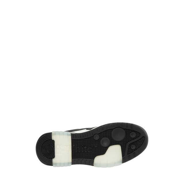 Image 4 of 5 - BLACK - OFF-WHITE Out Of Office Sneaker featuring white label and arrows at sides. Cream rubber sole. 89% leather, 11% polyester. 