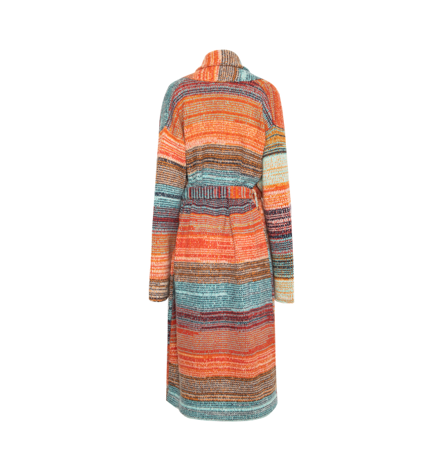 Image 2 of 2 - MULTI - THE ELDER STATESMAN Cosmica Stripe Cashmere Robe featuring open front, shawl collar, front patch pockets and removable tie belt. 100% cashmere. Made in USA. 