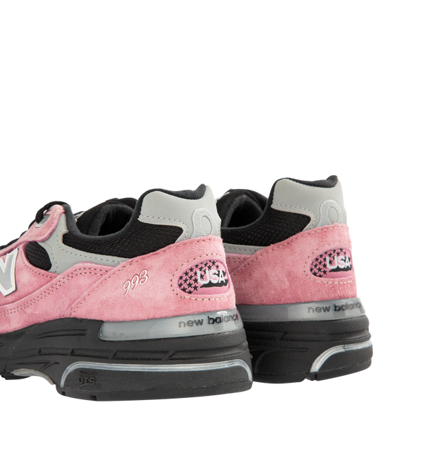 Image 3 of 5 - PINK - NEW BALANCE 993 Sneaker featuring mesh upper, suede overlays, ABZORB midsole, ACTEVA cushioning, reflective accents designed to catch the light and full-length rubber outsole with Ndurance rubber heel for added durability.