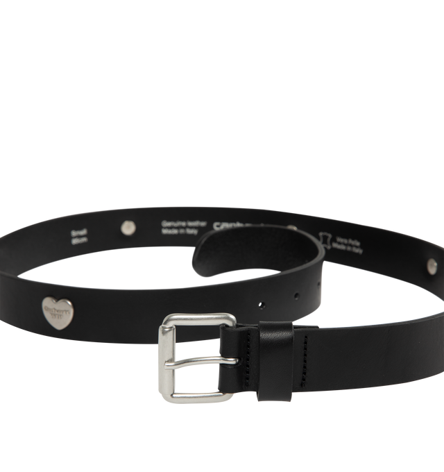 Image 2 of 2 - BLACK - CARHARTT WIP Tylor Belt featuring genuine leather belt with studded branding trim and buckle closure. 42" L x 1" H. Made in Italy.