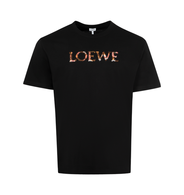 Image 1 of 2 - BLACK - LOEWE Relaxed fit T-shirt in lightweight cotton featuring a mixed yarn LOEWE embroidery at the front, relaxed fit, regular length and crew neck. Cotton. Made inPortugal.