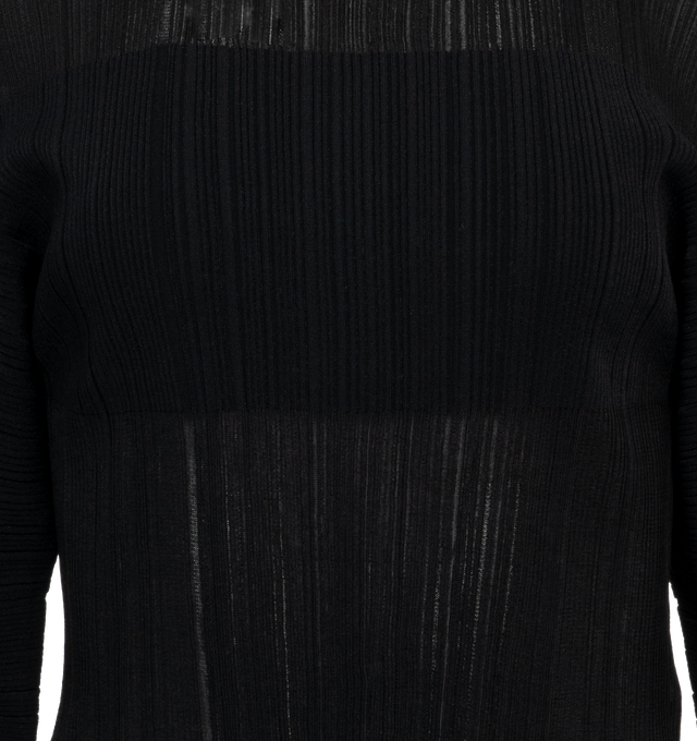 Image 3 of 3 - BLACK - STELLA MCCARTNEY Lightweight Plisse Knit Jumper featuring round neckline, long sleeves, hip length and relaxed fit. Viscose/nylon/polyamide. Made in Italy. 