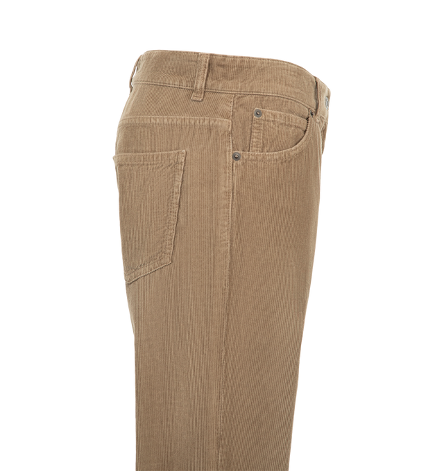 Image 3 of 3 - NEUTRAL - The Row Women's Dinni Pant is crafted from cotton corduroy and features a low-rise waist, a relaxed-fit silhouette, and a straight-leg cut. Designed with tonal topstitching and classic five-pocket styling, this versatile style sits low on the hips and combines understated tailoring with the rich texture and durability of corduroy. Main Material: 100% Cotton. Made in Italy.