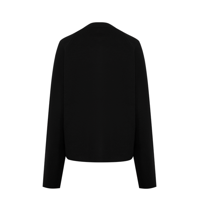 Image 2 of 2 - BLACK - TOTEME Hammered Button Cardigan featuring hammered shank button closure, patch pockets with buttons, knitted double-sided construction, long sleeves and crew neck. 53% cashmere, 44% wool, 3% elastane.