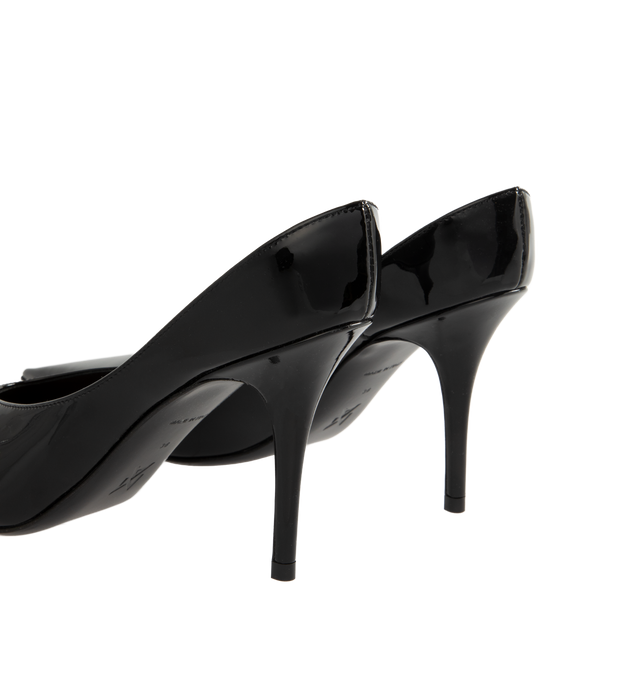 Image 3 of 4 - BLACK - AMINA MUADDI Anok Mule featuring pointed toe, style of a mule with the structure of a pump and stiletto heel. 100% calfskin. Made in Italy.