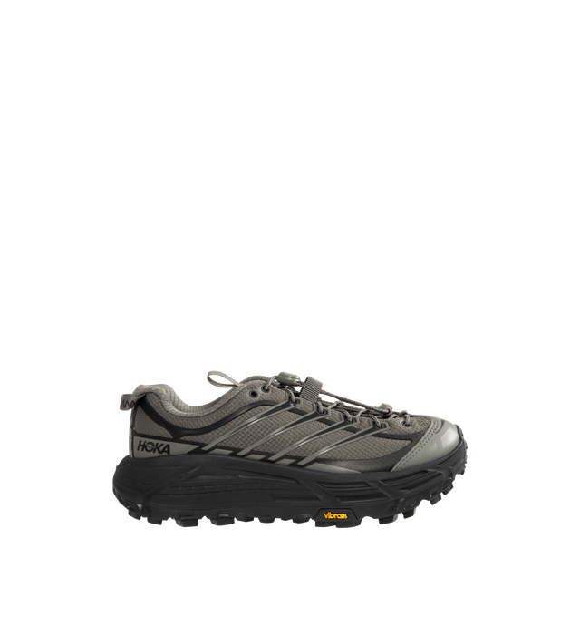 Image 1 of 5 - GREY - HOKA Mafate Three2 Sneaker featuring quick lace system, internal gusset, mesh upper with hot melt overlays, compression molded EVA midsole and Vibram Megagrip outsole.