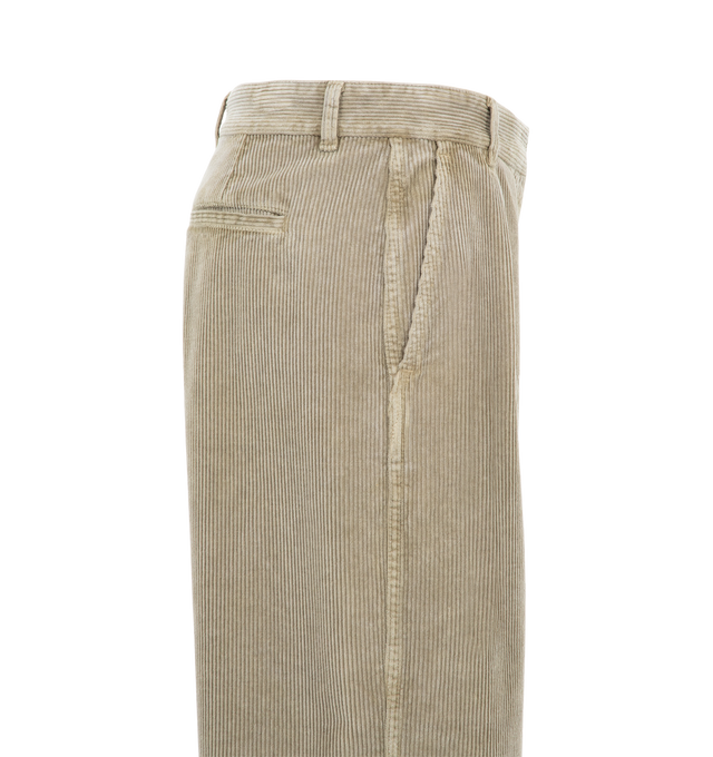 Image 3 of 3 - NEUTRAL - The Row Women's Adler Corduroy Pant is crafted from velvet cotton corduroy and features a mid-rise waist, a relaxed-fit silhouette, and a straight-leg cut. Designed with front pleats, side slash pockets, and a single back welt pocket, this refined style sits naturally at the hip and combines effortless tailoring with the rich texture of corduroy. Main Material: 100% Cotton. Made in Italy.