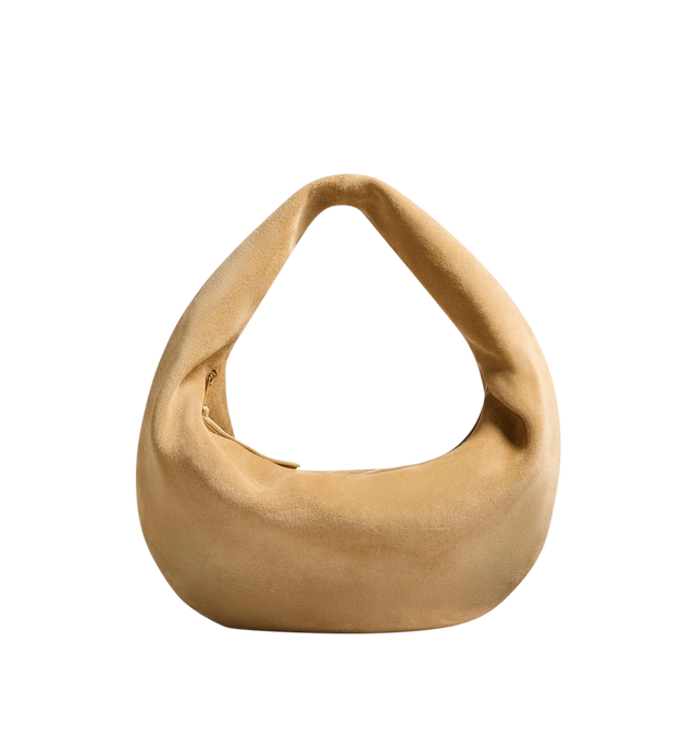 Image 1 of 3 - NEUTRAL - Khaite Olivia slouchy zip-top hobo bag in velvety suede. With integrated strap to wear over the shoulder or carry by hand. Signature hardware at zipper pull. Suede (100% kid leather). Made in Italy.