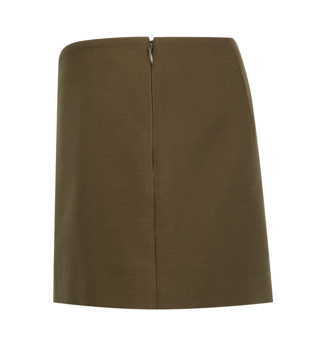 Image 3 of 3 - BROWN - Khaite minimal miniskirt that gains structure from cady selected for its rich texture, beautiful drape, and silken luster. Concealed zipper closure at side. Wool silk cady (74% wool, 26% silk )