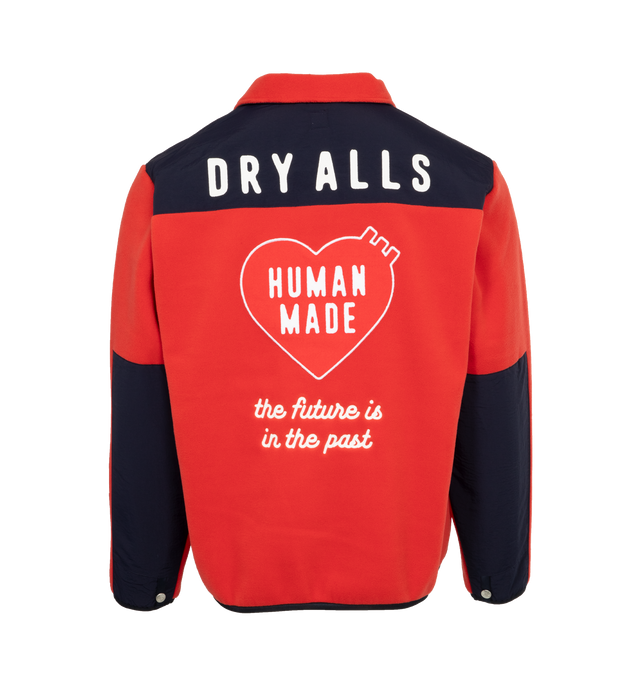 Image 2 of 4 - RED - HUMAN MADE  Half-zip jacket made of two-tone fleece material featuring a heart motif on the back and polar bear name tag attached to the front. SHELL: 100% POLYESTER / PARTS: 100% NYLON. 