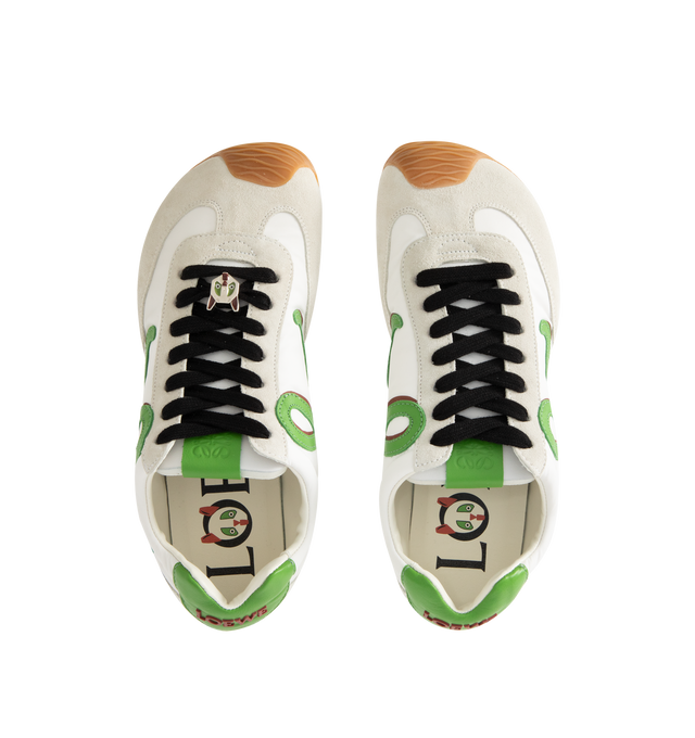 Image 5 of 5 - WHITE - LOEWE Ballet Runner 2.0 in nylon and calfskin featuring a hand-finished Louis Wain cat lace charm, asymmetrical toe shape, sock-like internal structure, a lightweight rubber outsole that extends to the toecap, shadow-effect L monogram at the side, embossed Anagram on the tongue and injected rubber LOEWE on the heel tab. Nylon/calf. Made in Italy.